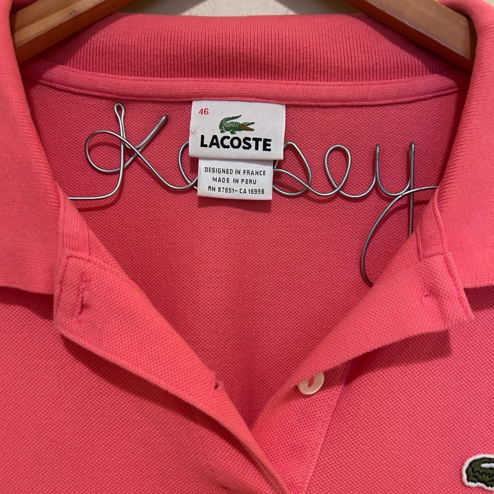 Lacoste Women's Coral Short Sleeve Polo Size 46 - Picture 4 of 4
